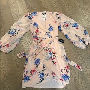 Floral Wrap Dress with Puff Sleeves NWT